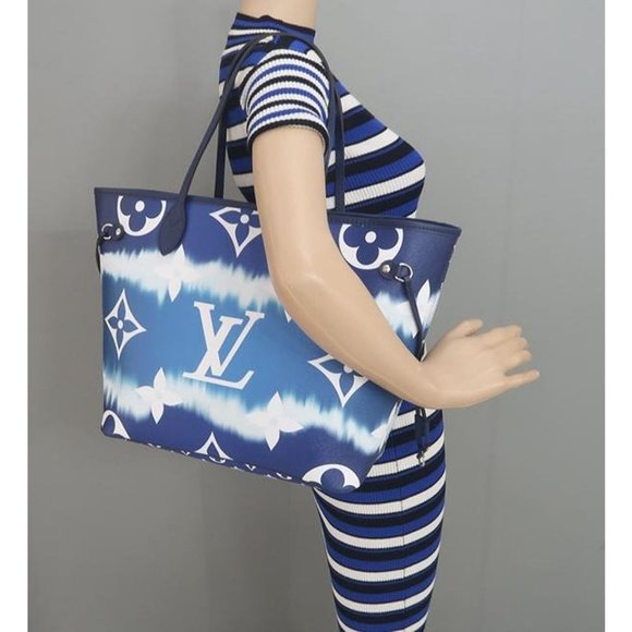 Louis Vuitton Neverfull Escale Bleu Tie Dye MM Tote Monogram Canvas | Like New - Picture 11 of 11